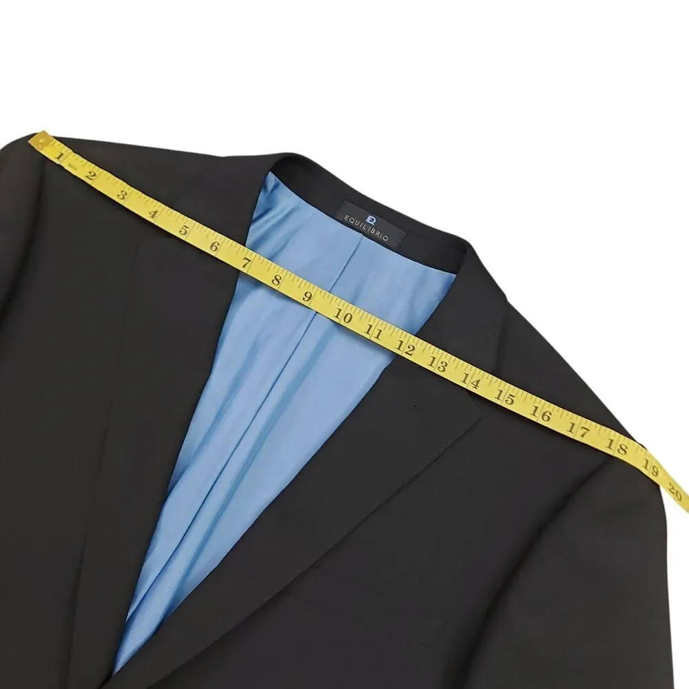 Equilibrio Milano Blazer Mens 44L Black Wool Modern Fit Business Formal Office